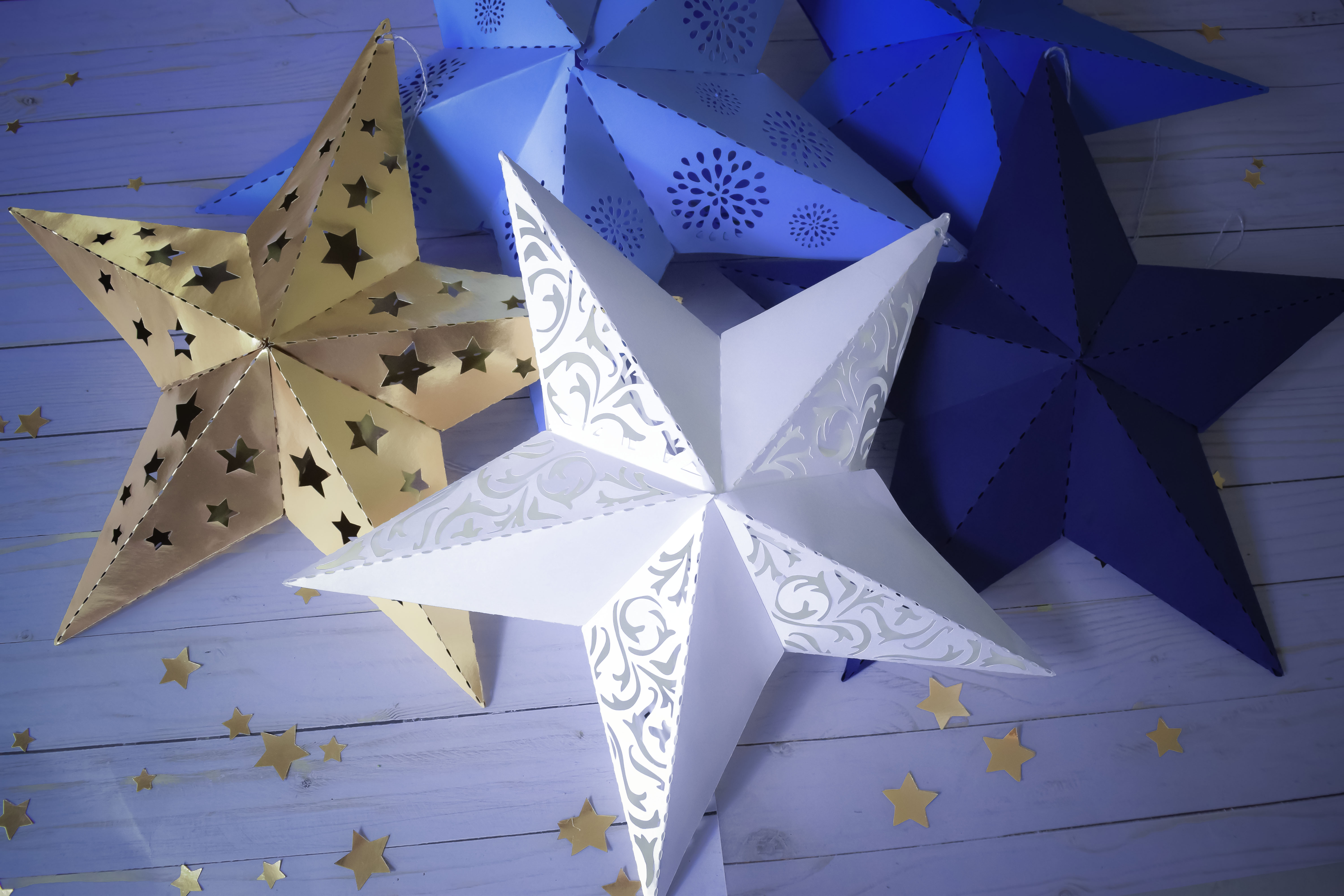 3D Paper Star Lumières Free Template Abbi Kirsten Collections