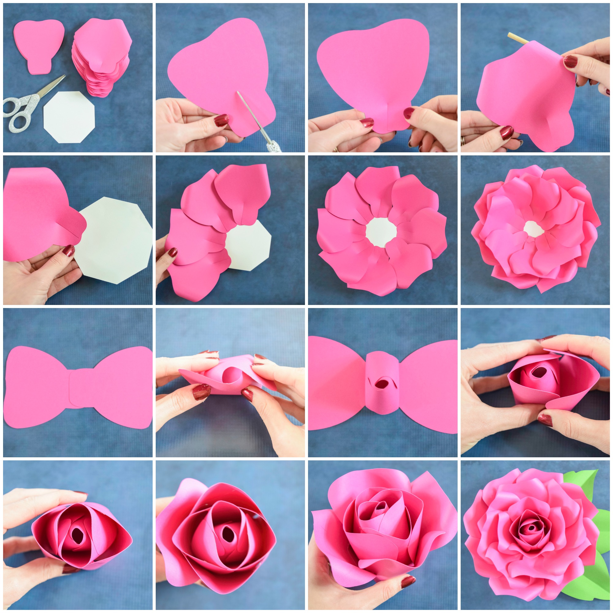 Giant Paper Flowers-How to Make Paper Garden Roses with Step by Step  Tutorial