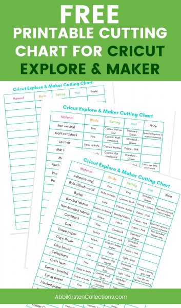 Printable Cheat Sheets for the Cricut Blades and All the Materials