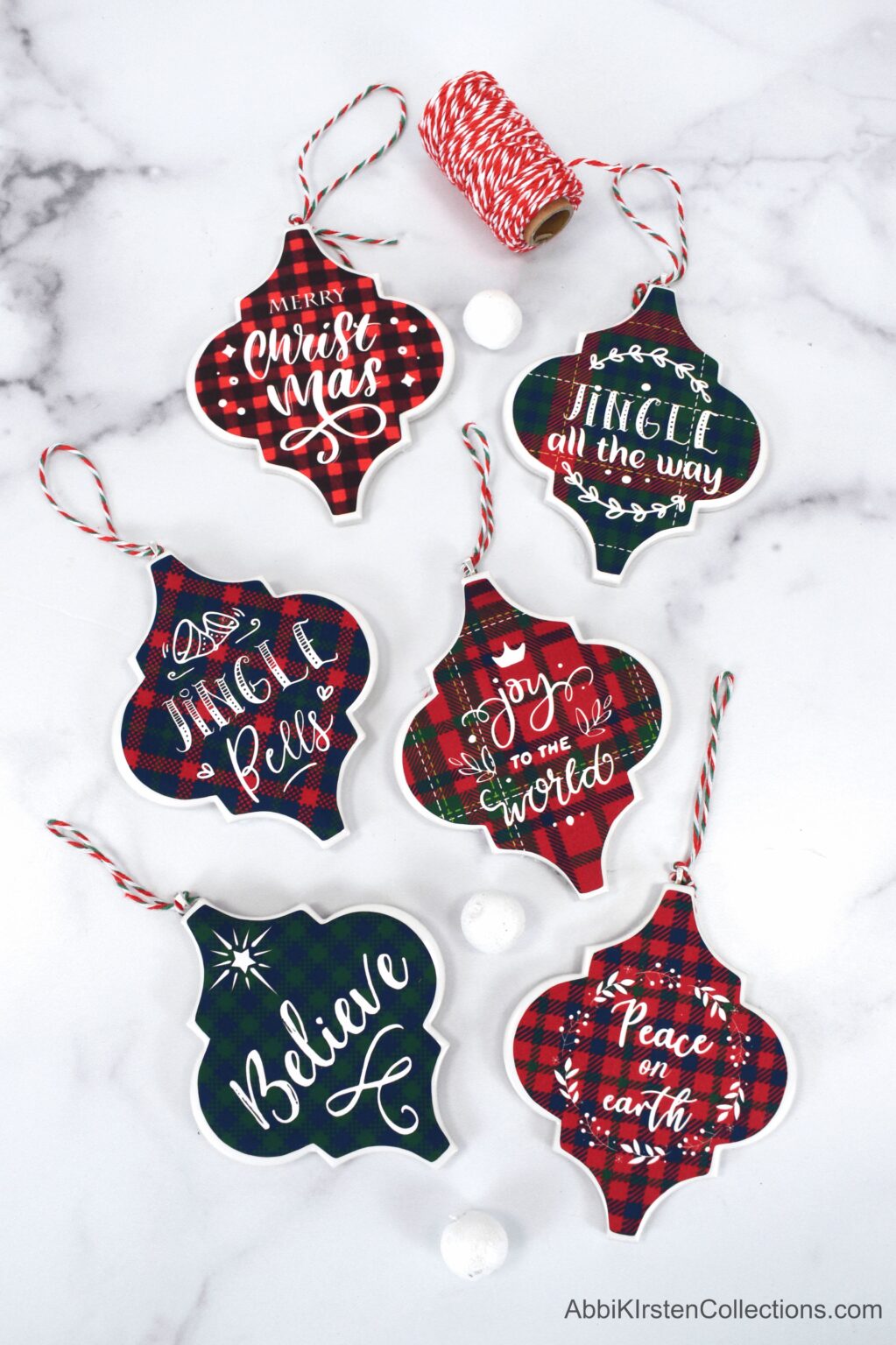 DIY Tile Arabesque Christmas Ornaments with Cricut - Free Templates