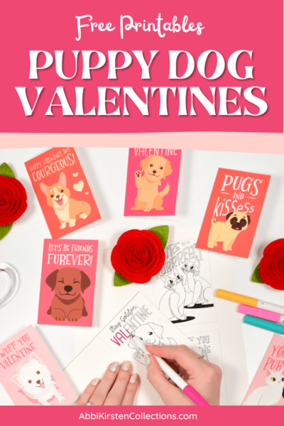 Free Valentine's Printables for Kids - Puppy Dog Coloring Cards