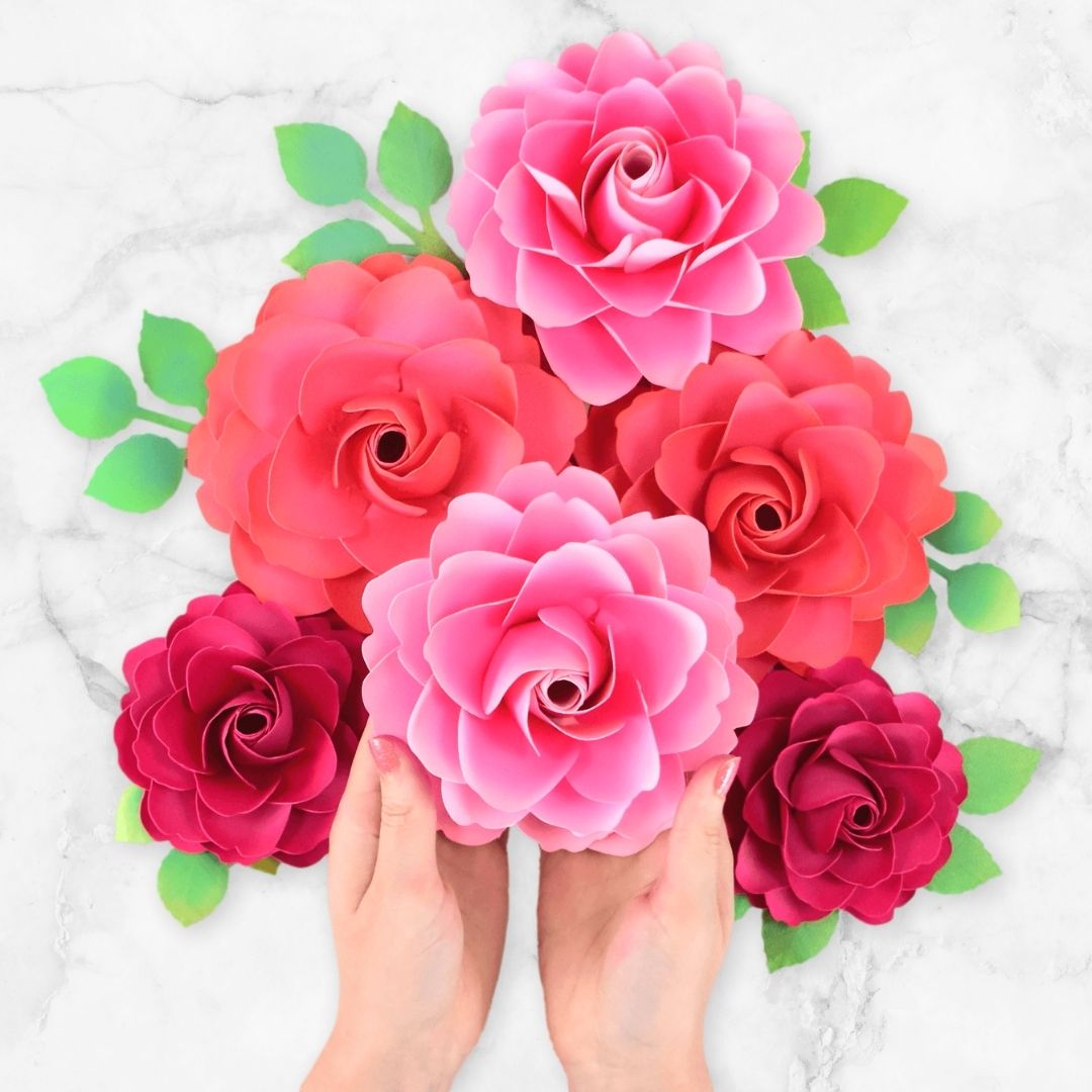 How to Make Paper Rose Flower Bouquet (Free SVG Cut File) Looks like REAL  flowers - Wedding bouquet 