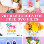 Colorful pin collage of free SVG cut files for Cricut and Silhouette users.