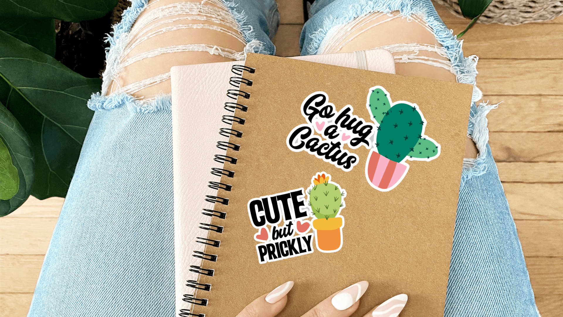 Set of cactus stickers made with a Cricut machine.